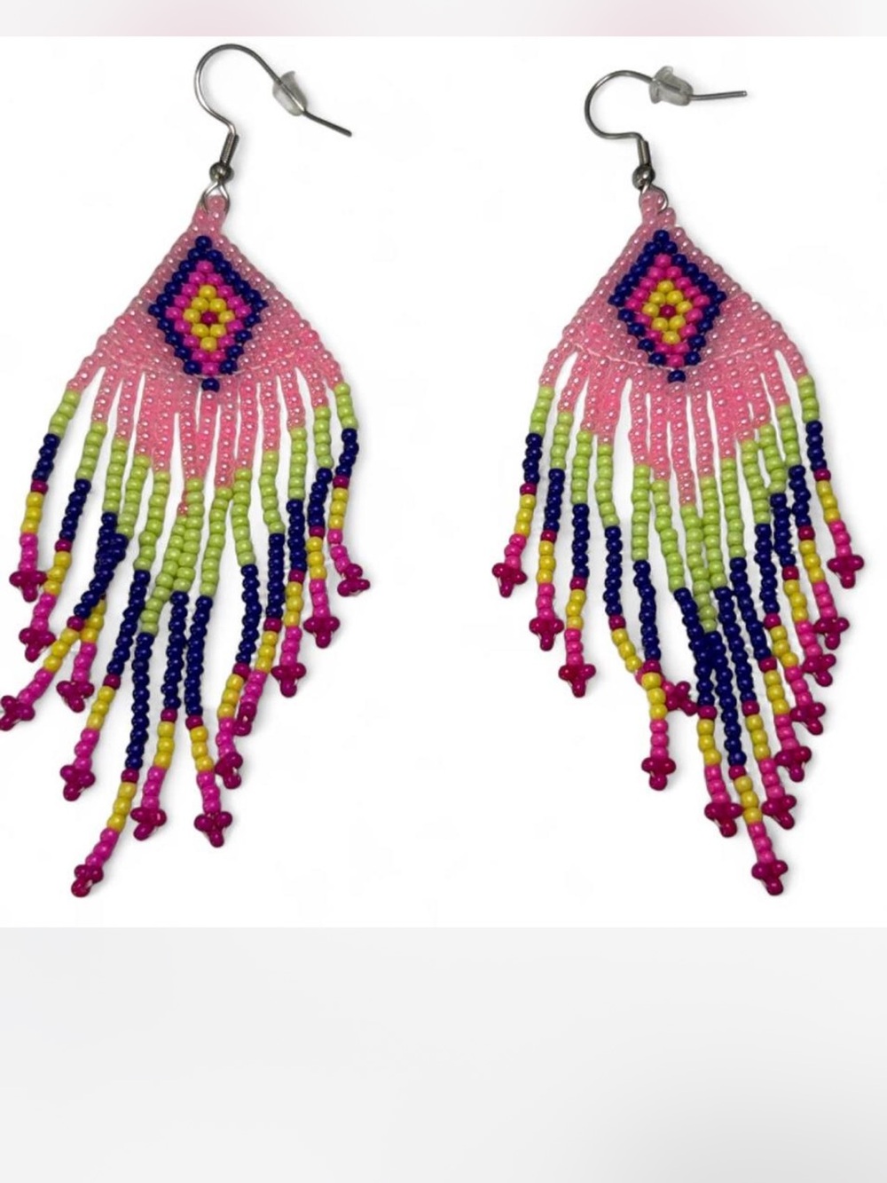 NWOT Handmade Beaded Fringe Earrings